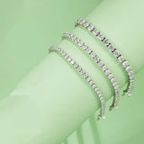 Double Row 3mm Moissanite Tennis Bracelet Plated Sterling Silver Lab Diamond