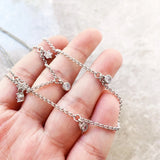 Double Row Necklace Stones Layer Link Chain 925 Stering Silver
