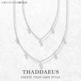 Double Row Necklace Stones Layer Link Chain 925 Stering Silver