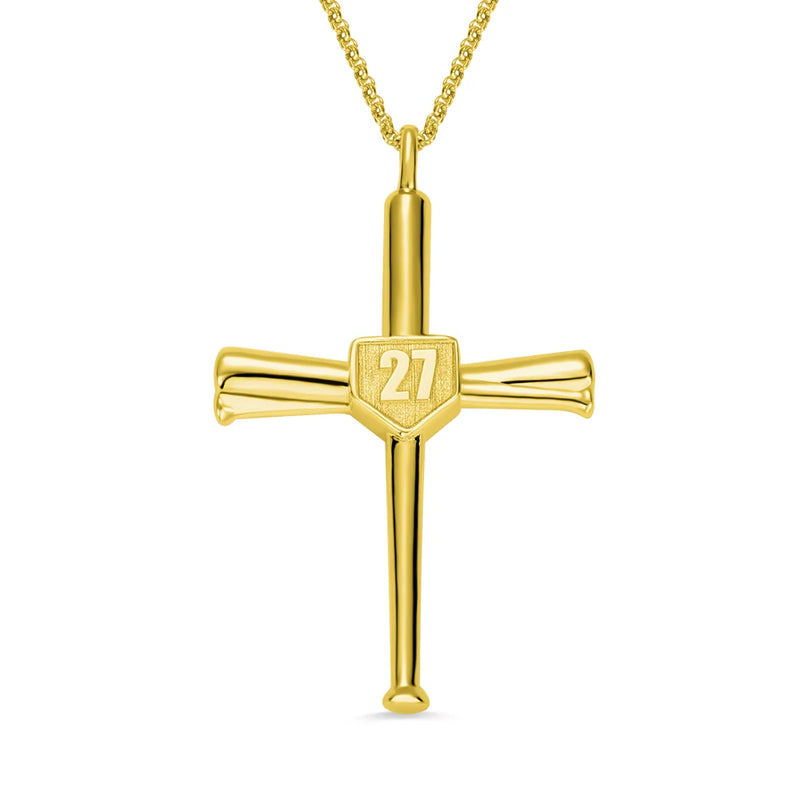 Baseball Cross Shield Pendant Necklace Engraving Sports Outdoors