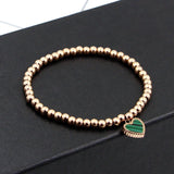 Stainless Steel Heart Charm Beaded Bracelet Set