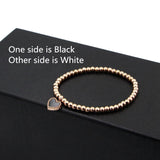Stainless Steel Heart Charm Beaded Bracelet Set