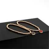 Stainless Steel Heart Charm Beaded Bracelet Set