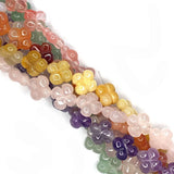 Double Sided Clover Natural Stone Beads 14mm Amethyst Charm Necklace