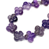 Double Sided Clover Natural Stone Beads 14mm Amethyst Charm Necklace