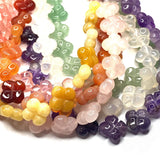 Double Sided Clover Natural Stone Beads 14mm Amethyst Charm Necklace