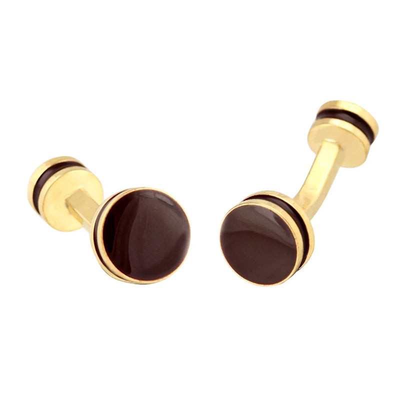 Dark Red Enamel Copper Cufflinks for Formal Shirts