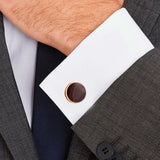 Dark Red Enamel Copper Cufflinks for Formal Shirts