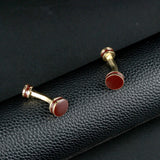 Dark Red Enamel Copper Cufflinks for Formal Shirts