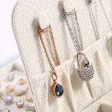 Double-Sided Portable Jewelry Storage Box Leather Earrings Ring Necklace
