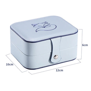 Double-Sided Portable Jewelry Storage Box Leather Earrings Ring Necklace