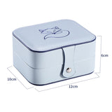 Double-Sided Portable Jewelry Storage Box Leather Earrings Ring Necklace