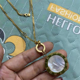 Double Sided Roman Numeral Pendant Long Chain Necklace