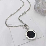 Double Sided Roman Numeral Pendant Long Chain Necklace