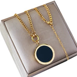 Double Sided Roman Numeral Pendant Long Chain Necklace