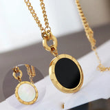 Double Sided Roman Numeral Pendant Long Chain Necklace