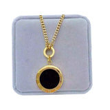 Double Sided Roman Numeral Pendant Long Chain Necklace