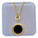 Double Sided Roman Numeral Pendant Long Chain Necklace