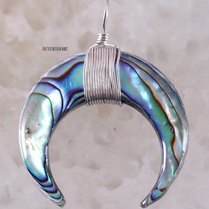 Natural Moon Bead Abalone Shell Pendant for Necklace