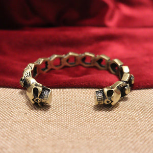 Vintage Brass Skull Bangle for Men