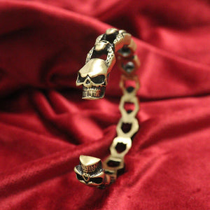 Vintage Brass Skull Bangle for Men