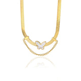 Baroque Pearl Butterfly Necklace Stainless Steel Tassel Pendant