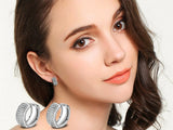 Double Star CZ Earrings 925 Silver Needle Stud Earring Wedding Jewelry