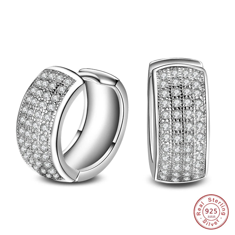 Double Star CZ Earrings 925 Silver Needle Stud Earring Wedding Jewelry