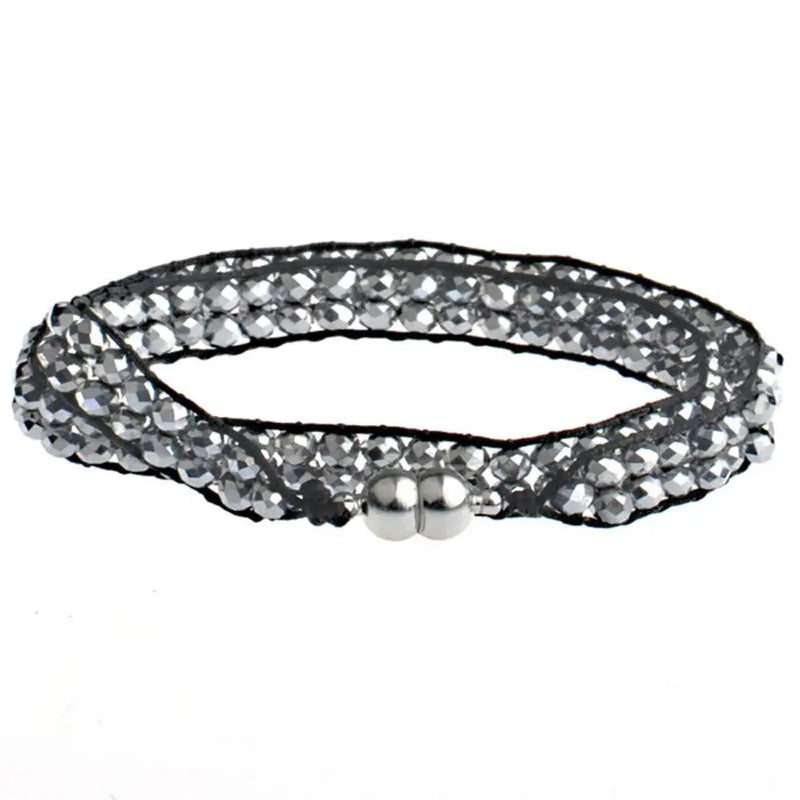 Crystal Double Wrap Bracelets Set with Magnetic Closure for Women
