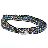 Crystal Double Wrap Bracelets Set with Magnetic Closure for Women