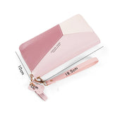 Spliced Wrist Strap Tassel PU Leather Wallet for Girls