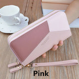 Spliced Wrist Strap Tassel PU Leather Wallet for Girls