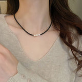 Crystal Beaded Baroque Pearl Necklace Women's Choker