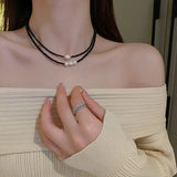 Crystal Beaded Baroque Pearl Necklace Women's Choker