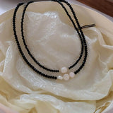 Crystal Beaded Baroque Pearl Necklace Women's Choker