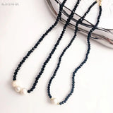 Crystal Beaded Baroque Pearl Necklace Women's Choker