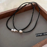 Crystal Beaded Baroque Pearl Necklace Women's Choker