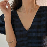 S925 Sterling Silver Double Chain Necklace Compact Ins Niche Clavicle Chain