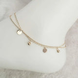 Double Chain Wafer Ball Stainless Steel Anklet Bracelet