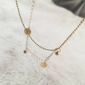Double Chain Wafer Ball Stainless Steel Anklet Bracelet
