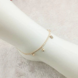 Double Chain Wafer Ball Stainless Steel Anklet Bracelet
