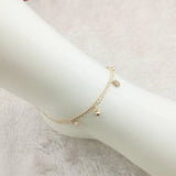 Double Chain Wafer Ball Stainless Steel Anklet Bracelet