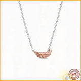 Floating Arc Feather Necklace Earring Set 925 Sterling Silver