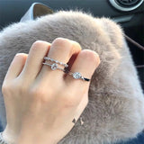 Gold-Plated Zircon Double Opening Ring Set