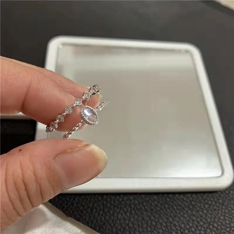 Gold-Plated Zircon Double Opening Ring Set
