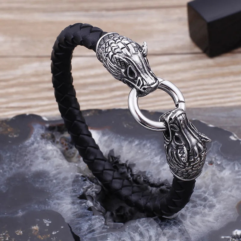 Double-headed Wolf Leather Men's Bracelet Domineering Jewelry