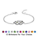 Customizable Double Heart Birthstone Pendant Necklace