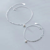 Double Layer Silver Anklet with Pearl Charms
