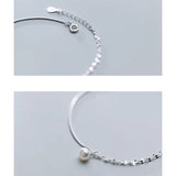 Double Layer Silver Anklet with Pearl Charms