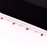 2-Layer Roman Numeral & 3 Zircon Anklet Stainless Steel Valentine Gift
